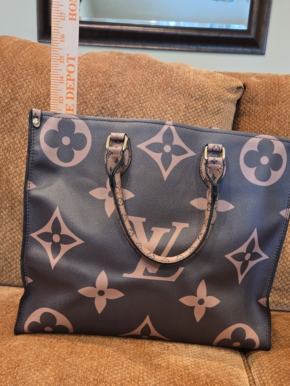 Brown and Beige Large Tote Bag - Picture 2 of 8